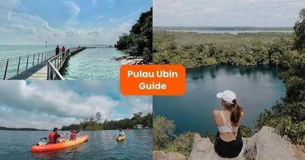 Scenic views of water and boardwalks on Pulau Ubin island