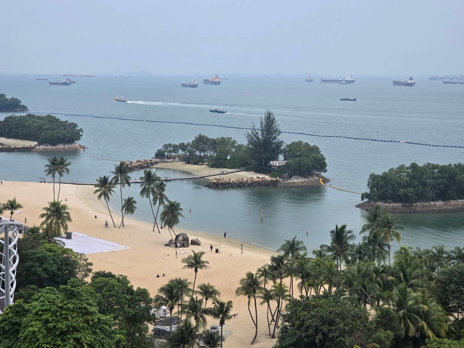 Top view of Siloso Beach on Sentosa Island